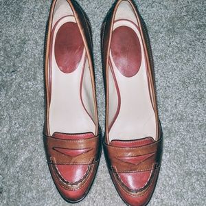Cole Haan Red and Brown Leather High Heels